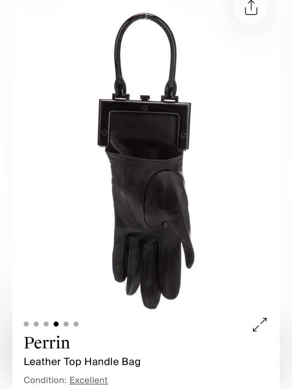 Perrin Black Glove-Shaped Leather Top Handle Bag